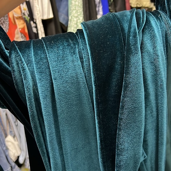 Dark blue green velvet dress with thigh high slit. Super soft, never been worn! - Picture 3 of 3
